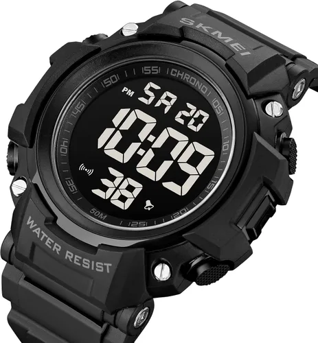 Miniatura 3 de Fanmis Reloj digital digital multifunción para hombre, electrónico, impermeable, con alarma, reloj deportivo de cuarzo, Azul Patchwork