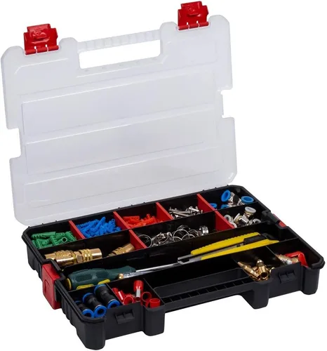 Miniatura 4 de Paquete de 2 cajas organizadoras de piezas pequeñas, organizador apilable de almacenamiento de accesorios con 20 compartimentos y divisores, a.
