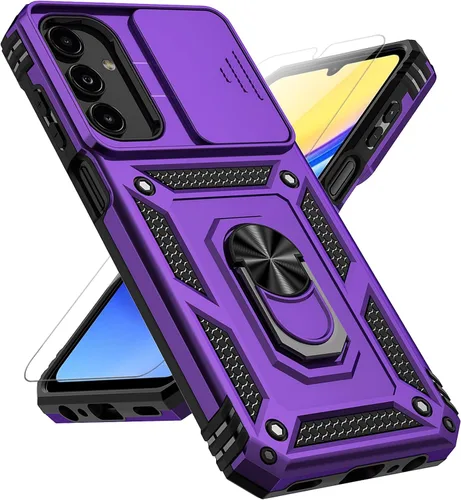 Miniatura 15 de Funda para Samsung Galaxy A15 5G con cubierta deslizante para cámara, protector de pantalla HD [grado militar de 16 pies probada en caídas], soporte