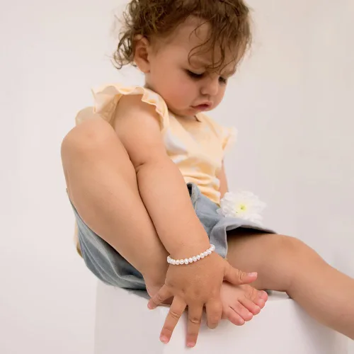 Miniatura 2 de Pulsera fina de plata de ley 925 de perlas cultivadas de agua dulce para bebés y niñas pequeñas, pulseras clásicas y elegantes para eventos formales