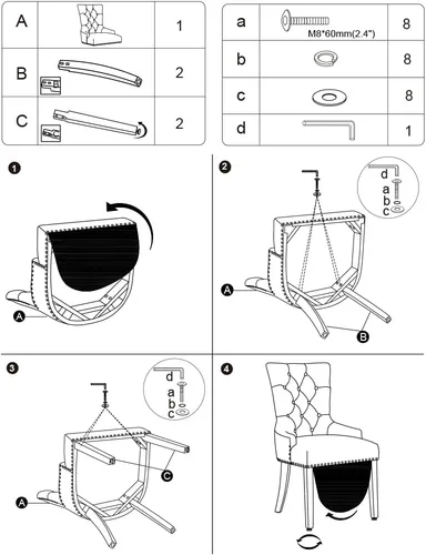 Miniatura 7 de CangLong Juego de 2 sillas modernas y elegantes tapizadas con botones y ribete de cabeza de clavo, para dormitorio, comedor, color azul