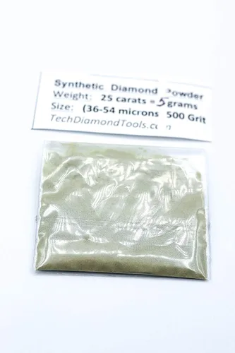 TechDiamondTools Polvo de diamante para pulir vidrio, cuarzo, mármol, piedra, piedra, parabrisas, travertino, grano 500 – 36-54 micrones – 25
