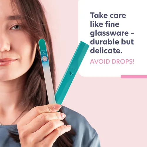 Miniatura 8 de Bona Fide Beauty Lima de uñas de vidrio con estuche (Aguamarina) - 1 pieza Regalos lujosos para mujeres, lima de uñas grabada de cristal para uñas