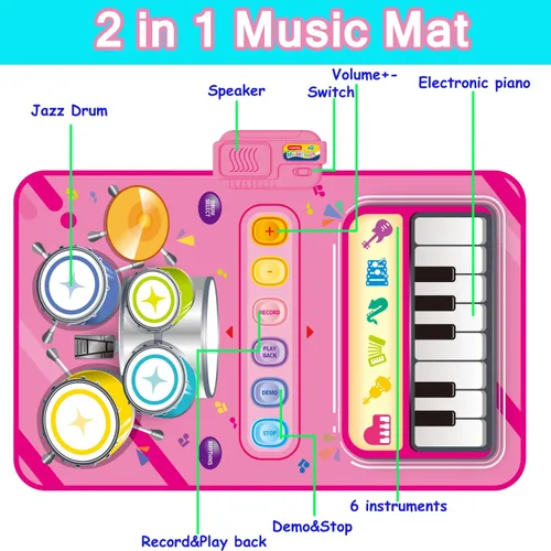 Miniatura 2 de Juguetes para niñas de 1 año Regalos, tapete de piano 2 en 1, juguetes Montessori para niñas de 1 a 2 años, juguete musical educativo Regalos