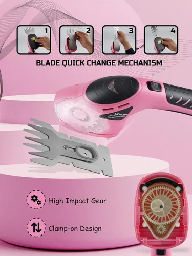 Miniatura 6 de Lichamp CGS3602PK CGS3602PK - Cortasetos eléctrica de mano eléctrica 2 en 1, cortasetos rosa, batería recargable