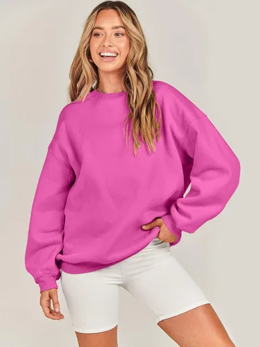 Miniatura 7 de ANRABESS Sudadera de gran tamaño para mujer, de forro polar, manga larga, cuello redondo, informal, para otoño 2023, ropa de moda