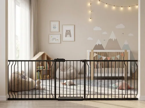 Miniatura 13 de Puerta de bebé para escaleras y puertas, puertas para perros de 29 a 34 pulgadas para la casa, puerta para mascotas de interior montada a presión