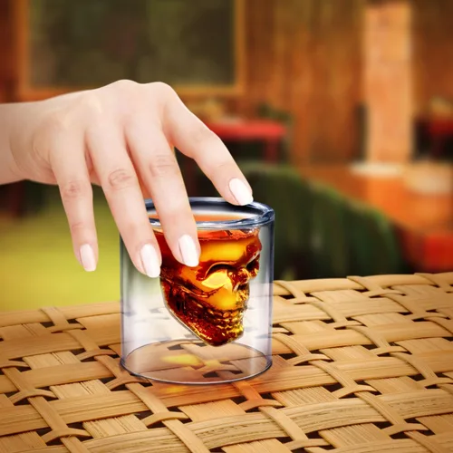 Miniatura 2 de Vaso de chupito de vidrio en forma de calavera Fred & Friends., DOOMED calavera de cristal, N/A, DOOMED
