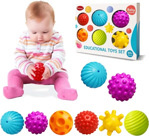 Bolas de bebé para niños pequeños de 1 a 3 años, juguetes de baño para bebés de 6 a 12 meses, juego de bolas sensoriales suaves para bebés, set de