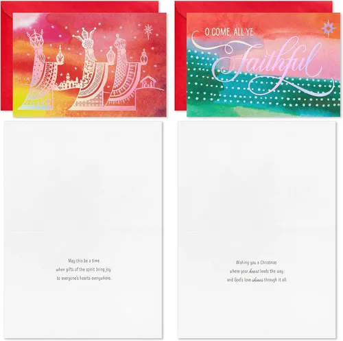 Miniatura 6 de Hallmark Surtido de tarjetas de Navidad religiosas en caja, estrella de maravilla (36 tarjetas y sobres) rosa, azul, amarillo, verde, naranja