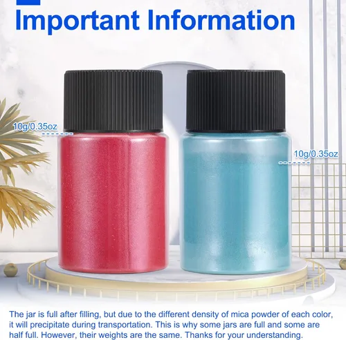 Miniatura 3 de CHANGTIKEJI Polvo de Mica ，100 Colores - 10g/Botella de Pigmento Natural para Resina Epóxica，Brillo de Labios，Sombra de Ojos,Ambientadores