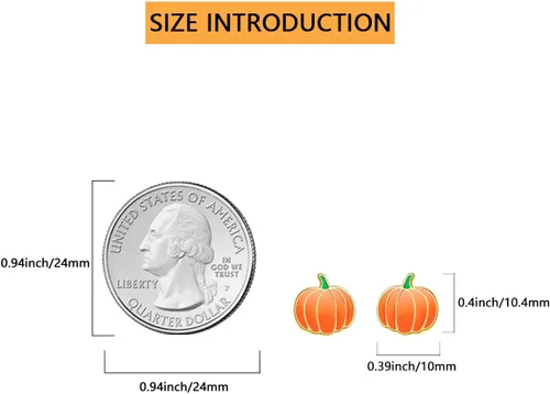 Miniatura 3 de Aretes de calabaza de plata de ley 925 chapados en oro, aretes de calabaza para fiesta de Halloween, regalo de Acción de Gracias, aretes de otoño