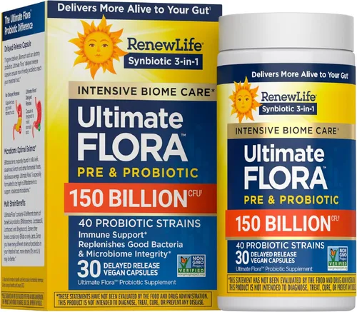 Renew Life Ultimate Flora - Probiótico Ultimate Care para adultos, 150 mil millones, 30 cápsulas (el paquete puede variar)