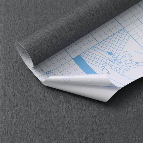 Miniatura 2 de Heroad Papel tapiz de color gris para despegar y pegar, papel de contacto moderno, color gris oscuro y negro, apto para inquilinos, vinilo