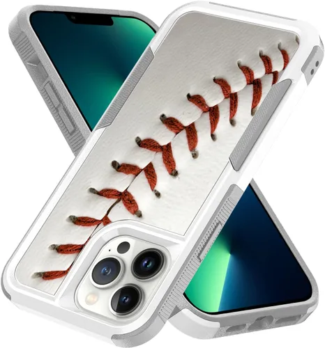 Miniatura 2 de Funda para iPhone 12 Pro Max, diseño blanco deportivo de béisbol, absorción de golpes, policarbonato duro e interior de silicona híbrida de doble