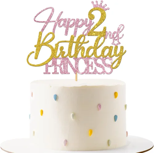 Miniatura 10 de Decoración para pastel de 5º cumpleaños de princesa – Suministros para pastel de cumpleaños de 5 años para niña – Decoración de fiesta de cumpleaños