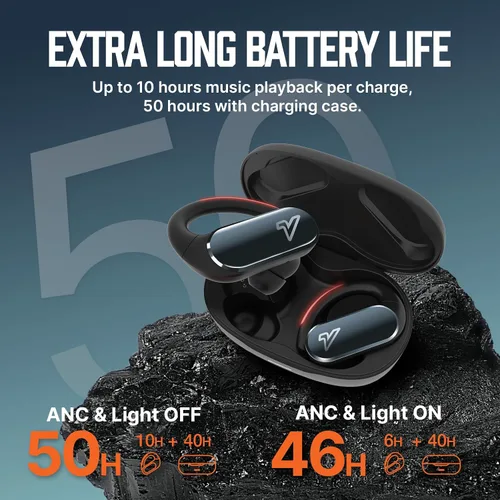 Miniatura 7 de VOKALEN Reflex Pro - Auriculares deportivos inalámbricos con ganchos para los oídos, cancelación activa de ruido, hasta 50 horas de duración