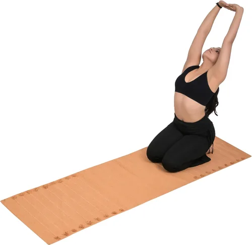 Miniatura 11 de Sivi Tapete de yoga de algodón orgánico a base de hierbas, tapete antideslizante ecológico tejido a mano, grueso y cómodo (0.945 x 2.835 x 0.197 in)