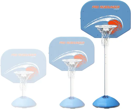 Miniatura 6 de Poolmaster Juego de aro de baloncesto ajustable Pro Rebounder junto a la piscina, tablero para todo tipo de clima, altura ajustable de 40 a 74