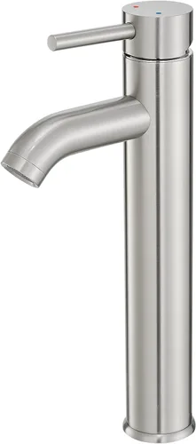 VOTON - Grifo de fregadero cromado moderno alto para fregadero de baño, grifo de baño con una sola manija y un agujero para rv, grifo de lavabo de