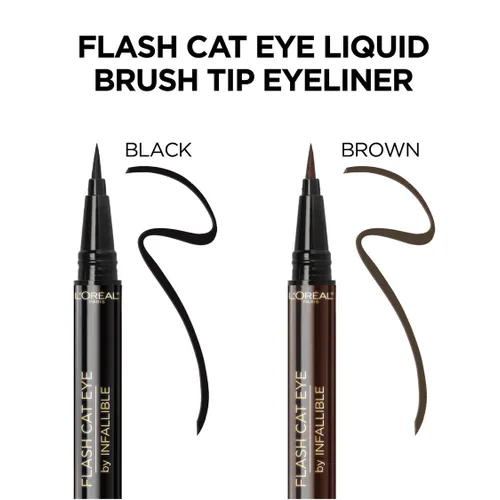 Miniatura 9 de L'Oreal Paris Makeup Infallible Flash Cat Eye Delineador de ojos líquido impermeable, negro, 0.44 onzas