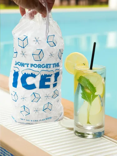 Miniatura 2 de Bolsas de hielo de plástico con cordón, 8 libras., Transparente