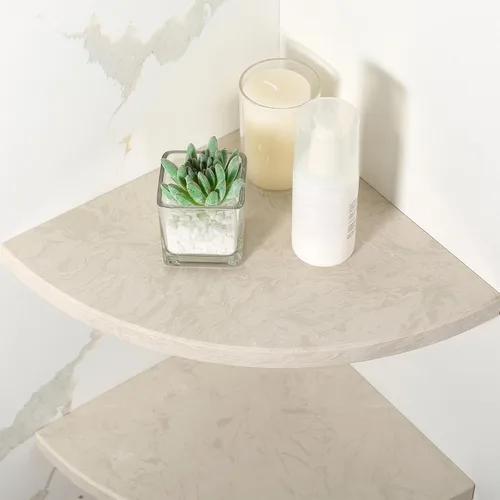 Miniatura 7 de Koville Estante esquinero de mármol natural italiano, 2 unidades de estantes de esquina de mármol montado en la pared, organizador de esquina