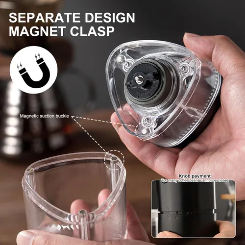 Miniatura 5 de Molinillos de café para uso doméstico, molinillo de café de rebabas, cafetera con molinillo de carga USB integrada, molienda gruesa y fina, adecuada