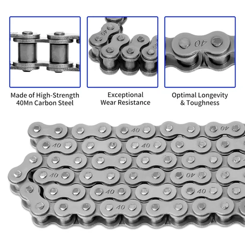 Miniatura 4 de 40 Cadena de Rodillos de 3 Pies con 5 Enlaces Conectores Gratuitos, Cadena de Acero al Carbono para Go-Kart, Sopladora de Nieve, Piñón, Moto