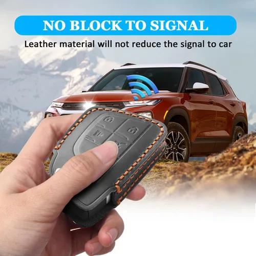 Miniatura 4 de MILD EAST Funda de llavero de cuero genuino para Chevy, funda de llavero inteligente compatible con 2021/2022/2023/2024/2025 GMC Yukon Denali Sierra