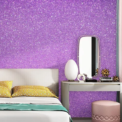 Miniatura 6 de Kitico Papel tapiz morado con purpurina para despegar y pegar, autoadhesivo, decorativo, decoración de bricolaje, 17.7 x 197 pulgadas Púrpura