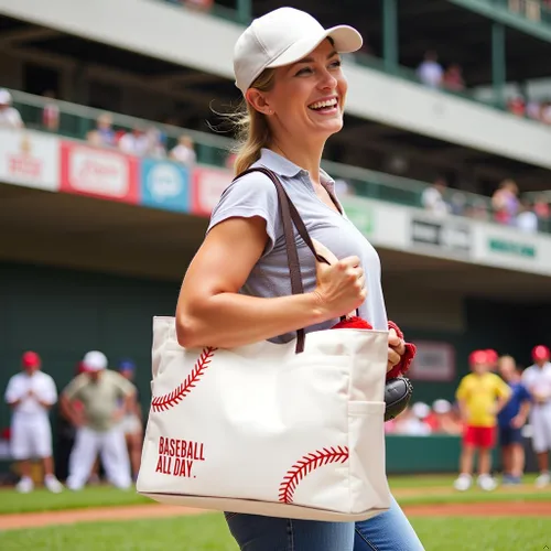 Miniatura 9 de Bolsa de lona de béisbol para mujer, artículos esenciales para madres deportivas, bolsa bordada de béisbol para mamá, béisbol de viaje, regalo