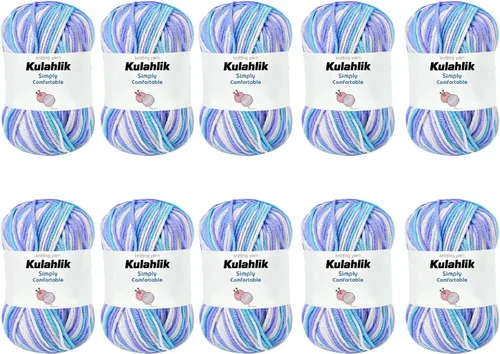 Miniatura 11 de 50g (1x50g) Hilo Acrílico para Crochet y Tejido, Hilo Degradado Colorido, 1 Rollo de Madejas, Hilo Acrílico Multicolor, Perfecto para Proyectos
