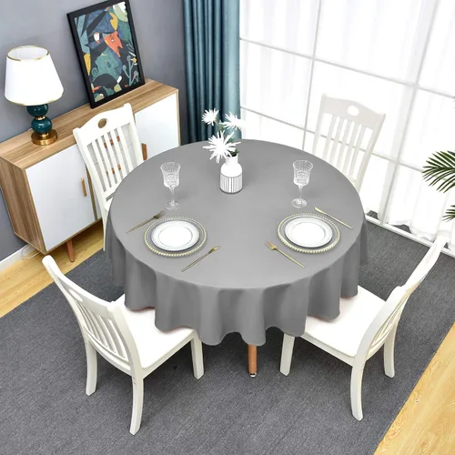 Miniatura 8 de Romanstile Mantel redondo impermeable, resistente a las manchas y sin arrugas, para cocina, comedor, fiesta, boda