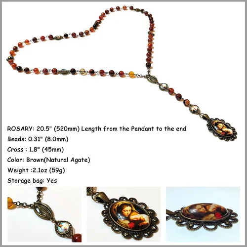 Miniatura 4 de GeekTenet Seven Sorrows Rosary Beads Chaplet Dark brown Natural agate Rosery Catholic gifts