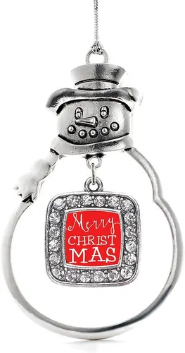 Miniatura 225 de Inspired Silver - Adorno de rodillo de reina - Adorno cuadrado de plata con muñeco de nieve con joyas de circonita cúbica