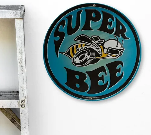 Miniatura 5 de Dodge Super Bee - Letrero redondo de metal en relieve, letrero vintage de Dodge para garaje o cueva de hombre Azul/negro