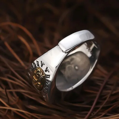 Miniatura 6 de JUNTEN Anillo de plata de ley 925 Feng Shui PIXIU para hombre, ajustable, abierto