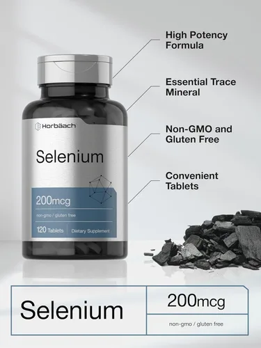 Miniatura 4 de Horbäach Suplemento de selenio para mujeres y hombres 200 mcg 120 tabletas como levadura de selenio Vegetariano, sin OMG y sin gluten