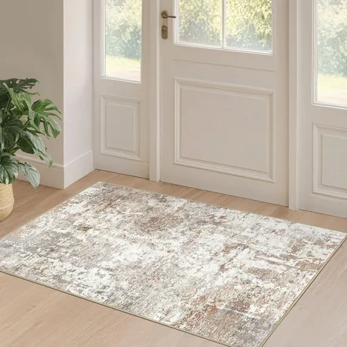 Miniatura 211 de Alfombra de pasillo lavable para cocina: 3 x 10 pies, antideslizante, abstracto, suave, moderno, resistente a las manchas, para interiores, piso