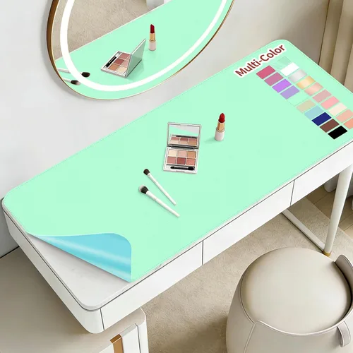 Miniatura 30 de Alfombrilla de maquillaje para tocador para proteger la parte superior del escritorio de 23.6 x 11.8 pulgadas, tapete de maquillaje de doble cara