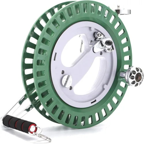 Miniatura 7 de Carrete profesional de cometa de 10.6 pulgadas, rodillo de metal estable con cinturón para cometas grandes Verde