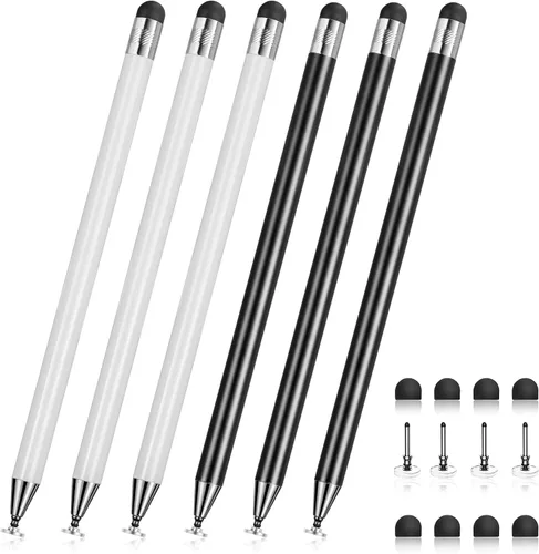 Miniatura 12 de Stylus Negro 6 Piezas, Lápiz Stylus de Metal 2 en 1 para Pantalla Táctil, Puntas de Goma de Alta Precisión y Sensibilidad, Compatible con iPhone