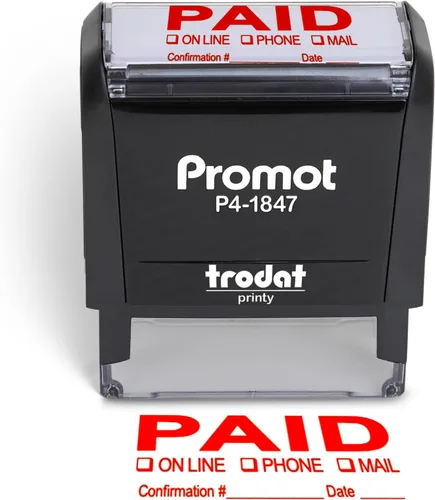 Miniatura 8 de Promot Sello de pago autoentintado - Pagado por oficina, cuentas por pagar por pago electrónico - Sellos de goma para uso minorista, tinta roja