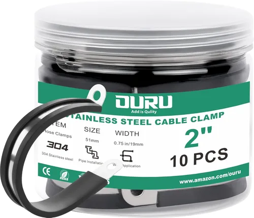 Miniatura 19 de OURU 15 piezas de abrazaderas de cable de acero inoxidable de 1-1/4 pulgadas, abrazaderas de cable con revestimiento de goma y cojín aisladas