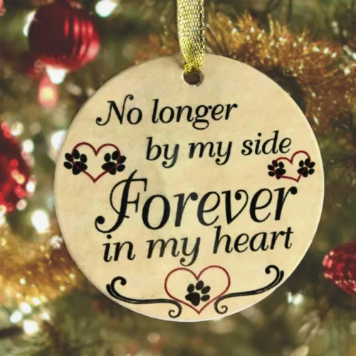 Miniatura 4 de Adorno de Navidad conmemorativo para mascotas, recuerdo de simpatía por la pérdida de una mascota, "No Longer by My Side Forever in My Heart" - 2