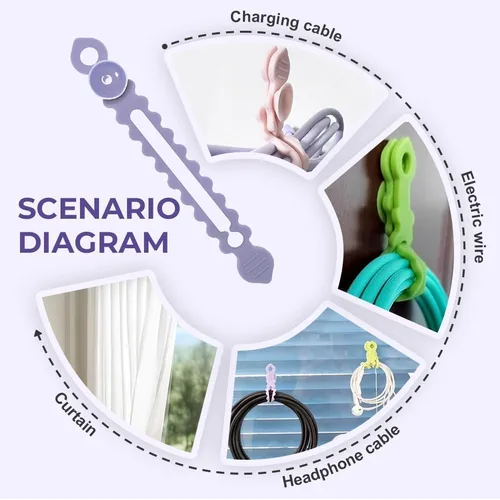 Miniatura 6 de Nuevo organizador de cables de datos, sujetacables de silicona reutilizables, organizador de cables de alta elasticidad para agrupar y sujetar