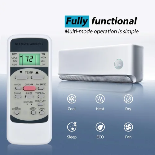 Miniatura 4 de ZWP R51M/E Mando a distancia de repuesto para Midea R51 Series R51/E R51/CE R51M/CE R51D/E R51M/BGE R51M/BGE R51M/BGE Aire acondicionado, para MR