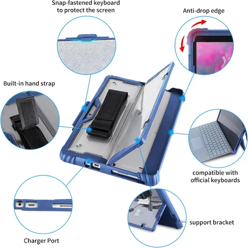 Miniatura 3 de AOAO Funda para Microsoft Surface Go 4/Surface Go 3/Surface Go 2/Surface Go con correa para el hombro, correa de mano, soporte para lápiz stylus