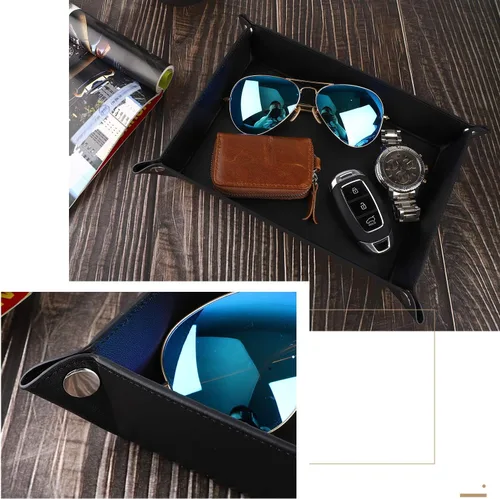 Miniatura 7 de Luxspire Bandeja de valet bandeja de piel sintética bandeja de Catchall bandeja de llaves de joyería para hombres y mujeres placa de almacenamiento